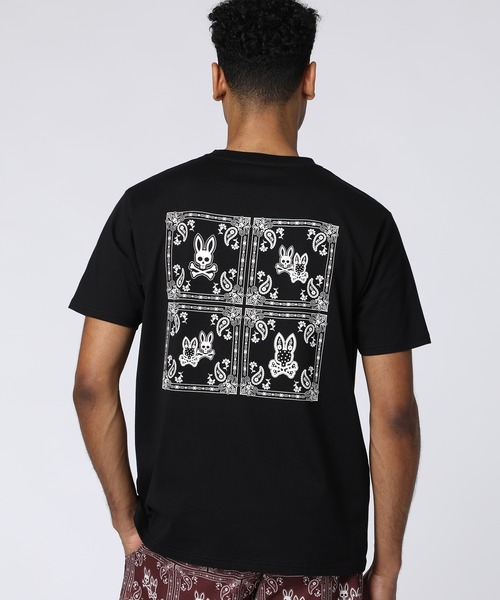 3812【未使用級・極美品】サカイ バンダナ柄 総柄 変則ジップ Tシャツ Psycho Bunny（サイコバニー） tシャツ オリジナルバンダナ柄 バック
