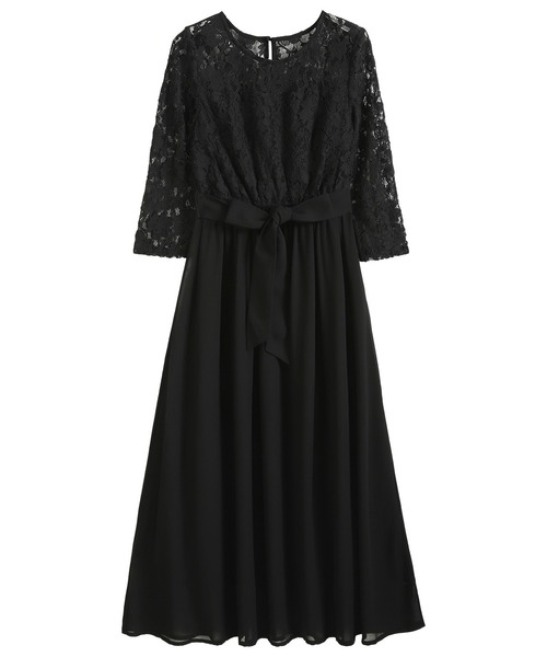 「DRESS PLUS」 7分袖ワンピース L チャコール レディース_画像2