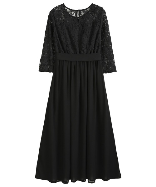 「DRESS PLUS」 7分袖ワンピース L チャコール レディース_画像3