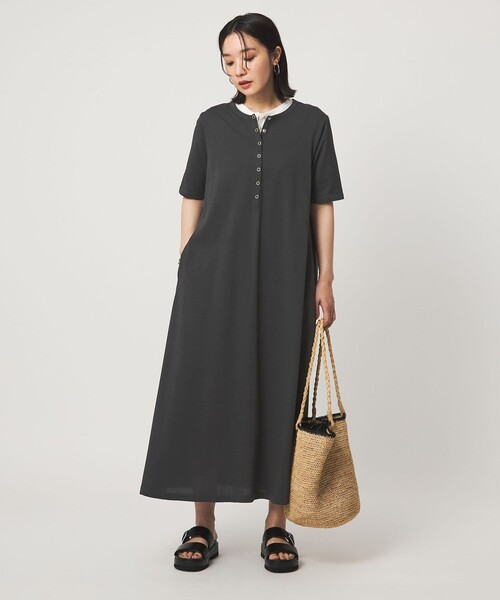 ワンピース 半袖 「WEB限定」「at ease」ヘンリーネック カットソー ワンピース | green label relaxing