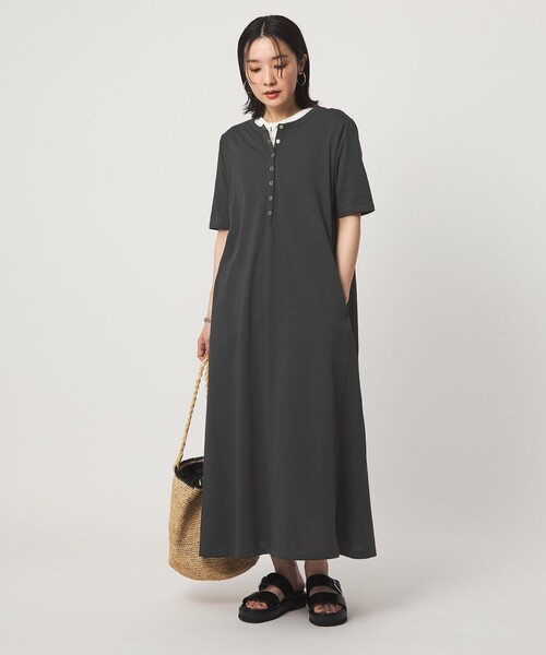 ワンピース 半袖 「WEB限定」「at ease」ヘンリーネック カットソー ワンピース | green label relaxing | 03