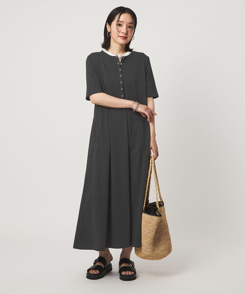 ワンピース 半袖 「WEB限定」「at ease」ヘンリーネック カットソー ワンピース | green label relaxing | 04