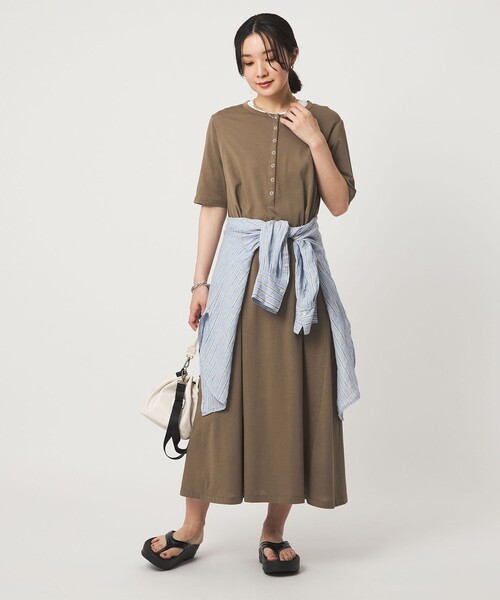 ワンピース 半袖 「WEB限定」「at ease」ヘンリーネック カットソー ワンピース | green label relaxing | 06
