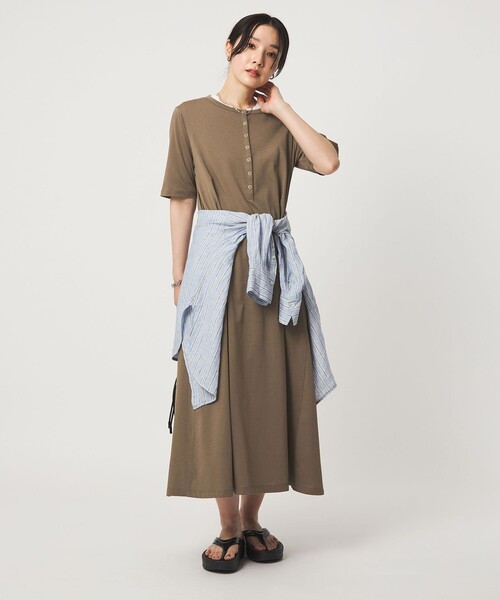ワンピース 半袖 「WEB限定」「at ease」ヘンリーネック カットソー ワンピース | green label relaxing | 07