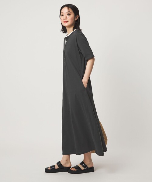 ワンピース 半袖 「WEB限定」「at ease」ヘンリーネック カットソー ワンピース | green label relaxing | 12