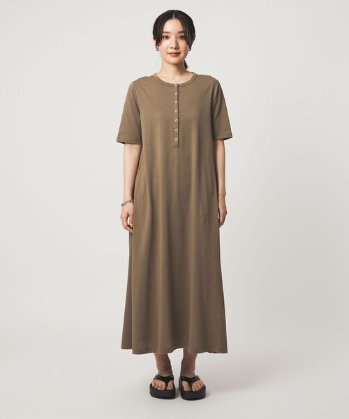ワンピース 半袖 「WEB限定」「at ease」ヘンリーネック カットソー ワンピース | green label relaxing | 13