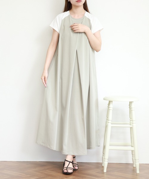 EGLANTINE（エグランティーヌ） ワンピース 夏 半袖 異素材切り替え