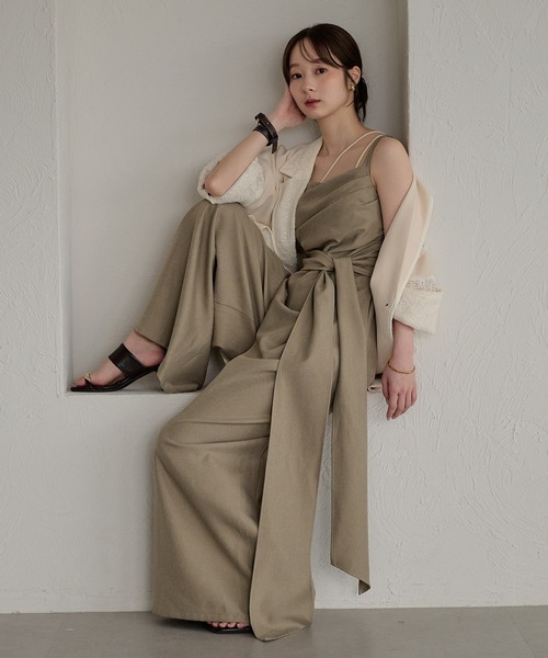 【mideal ドレープデザインコンビネゾン】 mideal（マイディール） サロペット オーバーオール drape design