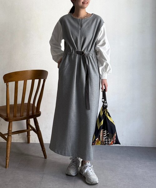「Chez toi」 長袖ワンピース FREE ネイビー レディース_画像4