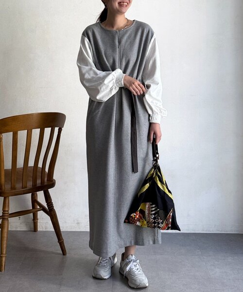 「Chez toi」 長袖ワンピース FREE ネイビー レディース_画像5