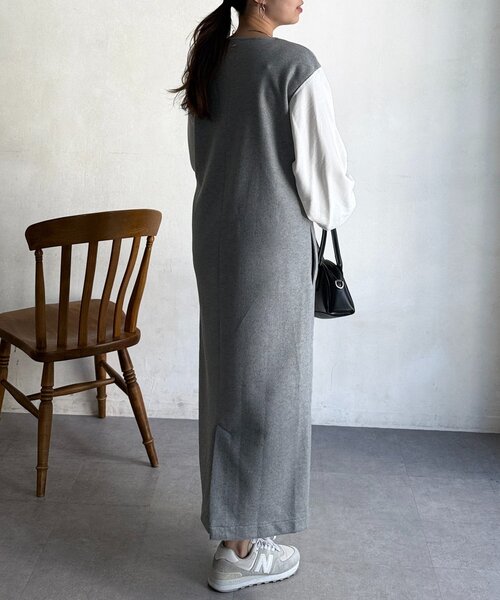 「Chez toi」 長袖ワンピース FREE ネイビー レディース_画像8