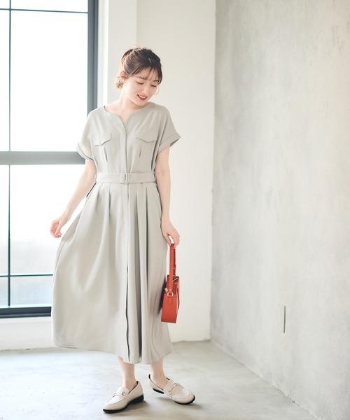 「12Twelve Agenda」 半袖ワンピース M オレンジ レディース_画像9