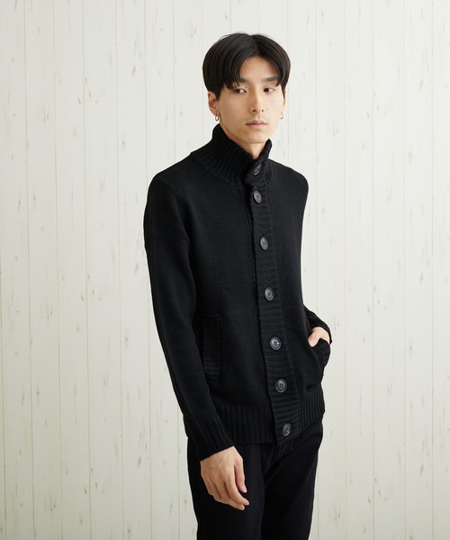 カーディガン 「Bling Leads」ニット素材ハイネックカーディガン