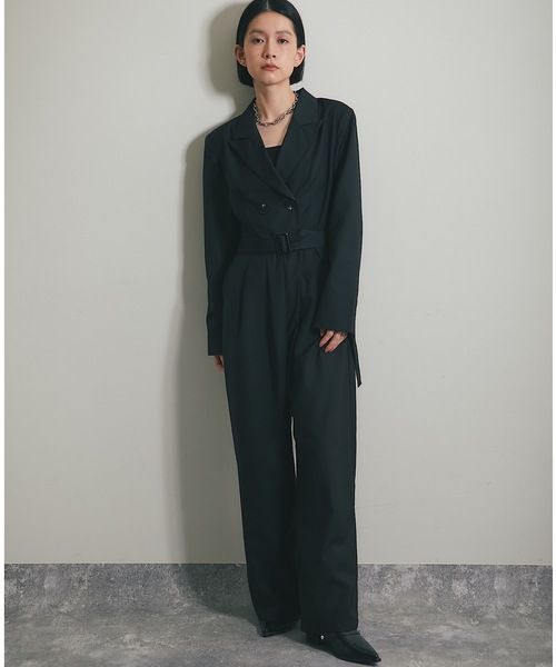 HAUNT ハウント オールインワン　25SS 定価35,200円 黒 ロング パーティードレス ワンピース オールインワンロング丈ワイドパンツ