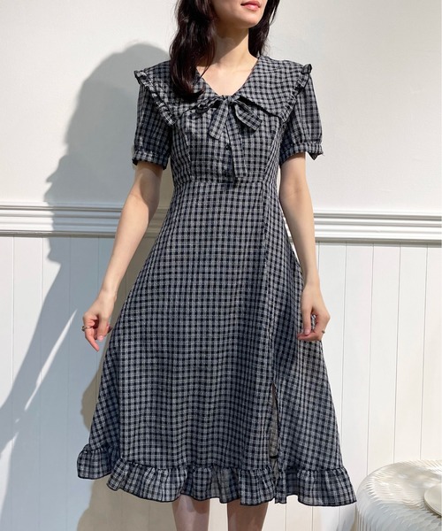 LA POMME petit（ラポミ・プチ） ワンピース セーラーカラーギンガム