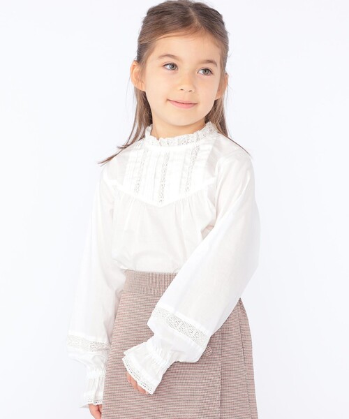 SHIPS ブラウス シャツ KIDS:100〜130cm / レース ピンタック