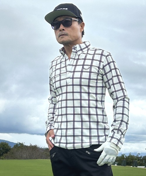 COMONGOLF（コモンゴルフ） ゴルフ ワッフル 素材 総柄 長袖 ゴルフ