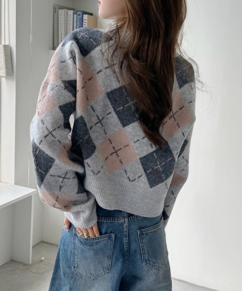CYCLAS シクラス　トップス　 アーガイル柄 Vネック　ニット CYCLAS シクラス トップス アーガイル柄 Vネック ニット CYCLAS