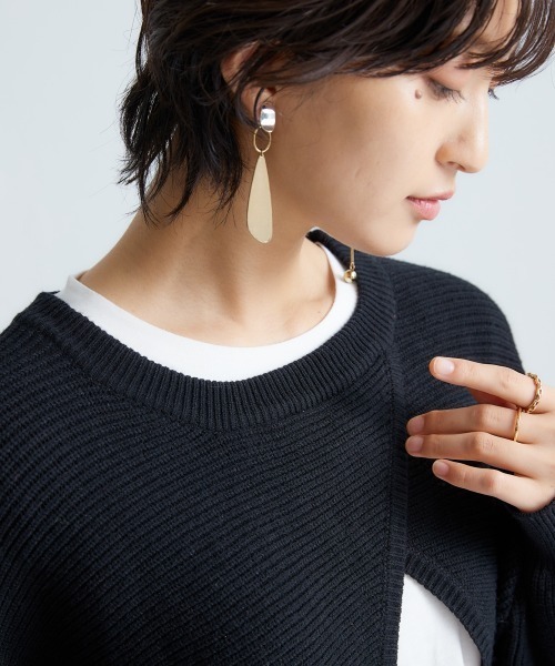 ニット+セーター lui jewelry knit08 white スウェットライククルーロゴニット - YEVS