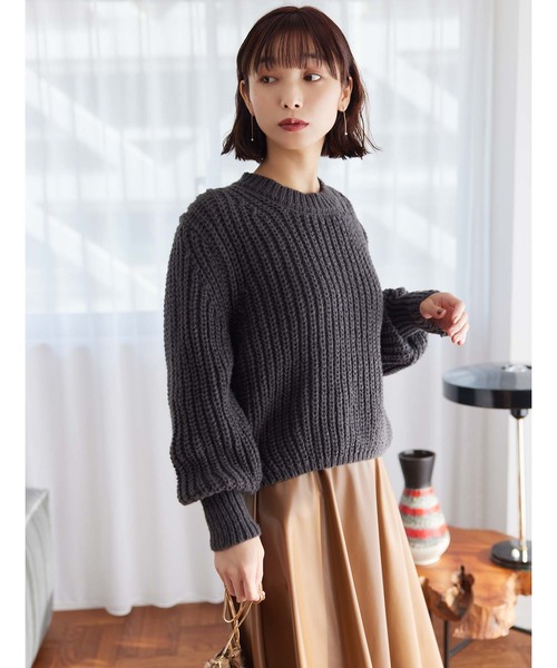 Edit Sheen ニット セーター 畔編みゆったりニット レディース