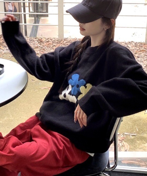 SHEENA（シーナ） ニット セーター 花柄ジャガードニットトップス