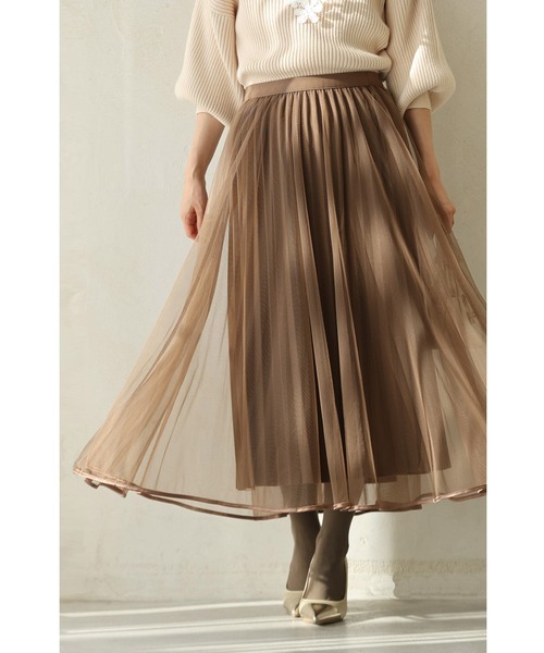 cawaii スカート ふわっとチュールとかっちりプリーツのリバーシブルな  