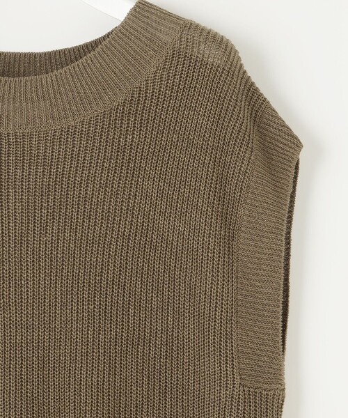 自由区（ジユウク） ベスト ジレ 「洗える」リネンミドルゲージニット