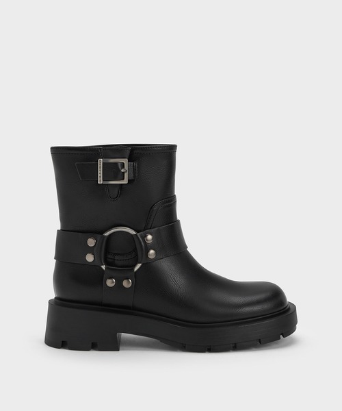 CHARLES & KEITH ブラック サイドゴアブーツ Black Side-Zip Ankle Boots - CHARLES & KEITH ES