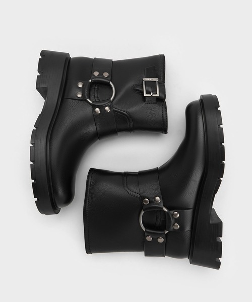 charles & keith サイドバックル リッジッドソールブーツ CHARLES ＆ KEITH ブーツ サイドバックル リッジッドソール