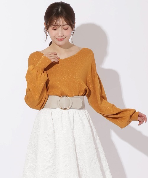 バックチェーンニット AND COUTURE（アンドクチュール） ニット セーター ラメニットバック