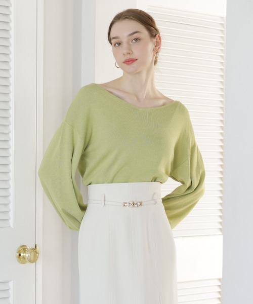 バックチェーンニット AND COUTURE（アンドクチュール） ニット セーター ラメニットバック