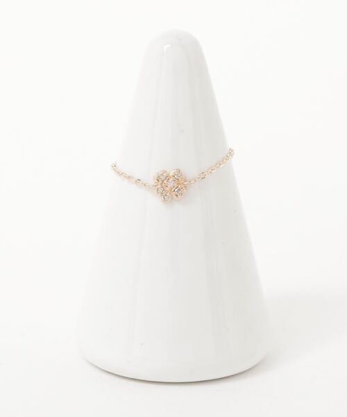 指輪 リング 「Tiny Motif」K10ダイヤモンドクローバーチェーンリング（0.03ct） レディースの画像
