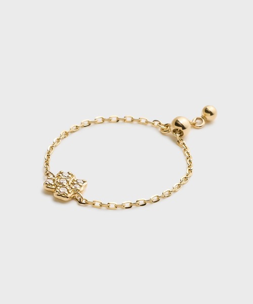 指輪 リング 「Tiny Motif」K10ダイヤモンドクローバーチェーンリング（0.03ct） レディースの画像