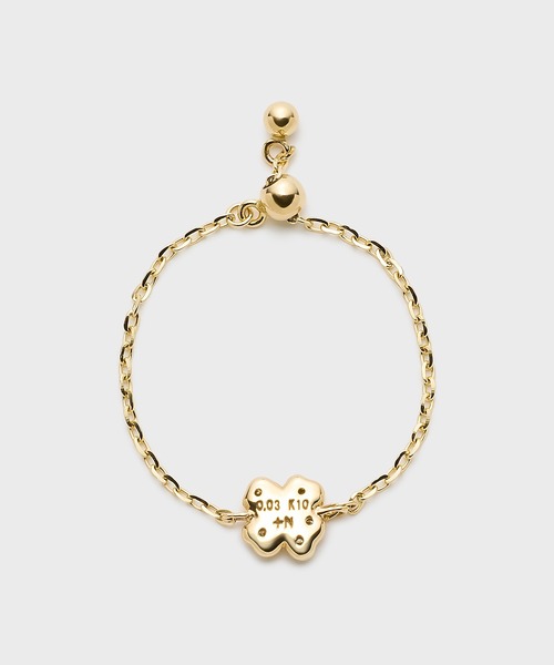 指輪 リング 「Tiny Motif」K10ダイヤモンドクローバーチェーンリング（0.03ct） レディースの画像