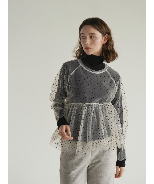 ブラウス シャツ Sheer dot tulle blouse レディース