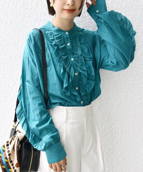 SHIPS（シップス） ブラウス シャツ 「手洗い可能」コットン シルク