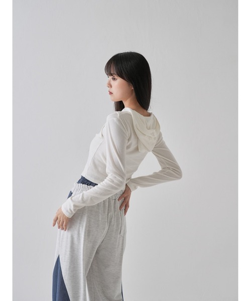 tシャツ アームホール カットアウトデザイン フーディー カットソー レディース Uenui tシャツ アームホール カットアウトデザイン フーディー