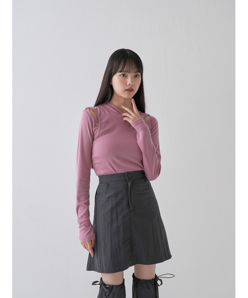 tシャツ アームホール カットアウトデザイン フーディー カットソー レディース Uenui tシャツ アームホール カットアウトデザイン フーディー