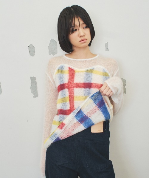 ニット セーター double striped knit top レディース
