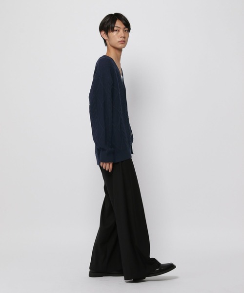 カーディガン 「UNISEX」ALAND／Aロゴ ケーブルニットカーディガン レディース メンズ NO NEED カーディガン 畦編みクルーネックカーディガン メンズ