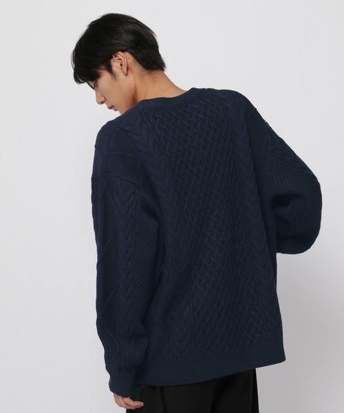 カーディガン 「UNISEX」ALAND／Aロゴ ケーブルニットカーディガン レディース メンズ ALAND カーディガン 「UNISEX」ALAND／Aロゴ ケーブルニット