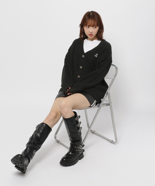 カーディガン 「UNISEX」ALAND／Aロゴ ケーブルニットカーディガン レディース メンズ ALAND カーディガン 「UNISEX」ALAND／Aロゴ ケーブルニット