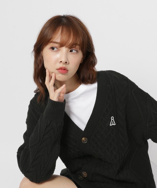 ALAND カーディガン 「UNISEX」ALAND／Aロゴ ケーブルニット