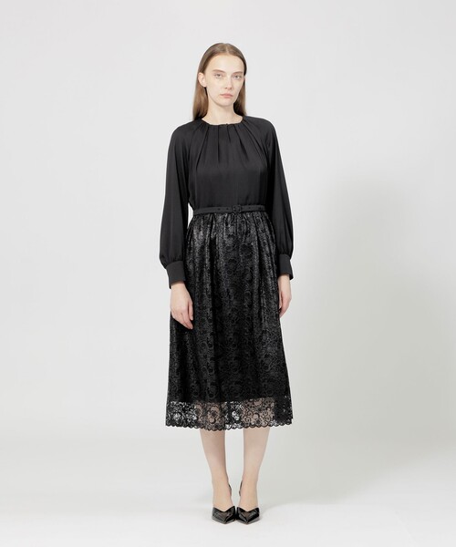 EPOCA（エポカ） ワンピース グロッシーレースコンビ フレアドレス