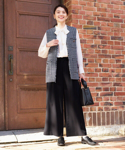 ベスト ジレ ファンシーツイード　ロングジレ レディース COMME CA ISM ベスト ジレ ファンシーツイード ロングジレ