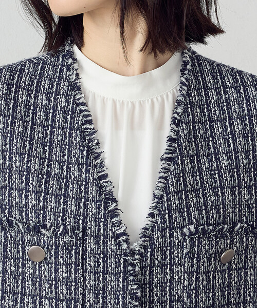 COMME CA ISM ベスト ジレ ファンシーツイード ロングジレ