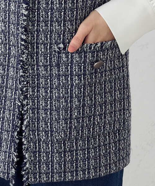 ベスト ジレ ファンシーツイード　ロングジレ レディース COMME CA ISM ベスト ジレ ファンシーツイード ロングジレ