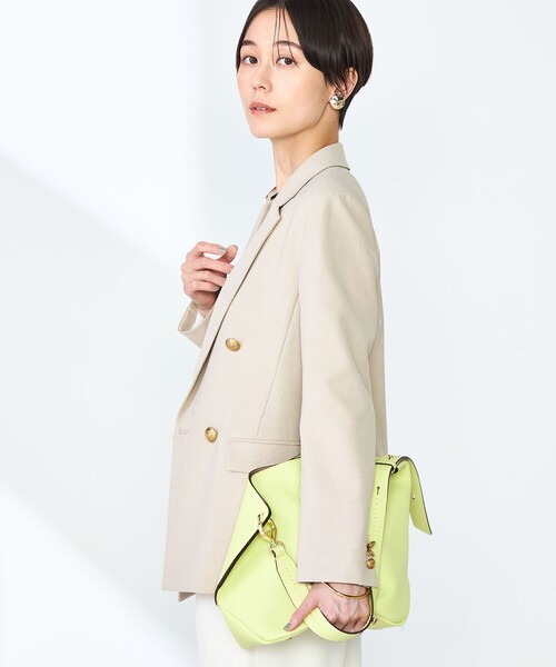 【新品タグ付】NOLLEY'S ウォッシャブル麻混ダブルジャケット （ミント） セットアップ対応》ウォッシャブル高機能麻調ダブルジャケット