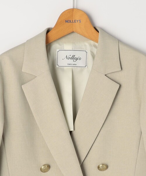 【新品タグ付】NOLLEY'S ウォッシャブル麻混ダブルジャケット （ミント） NOLLEY'S(ノーリーズ)のウォッシャブル綿麻スラブダブル