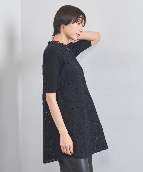 今期　2025SS アローズ　クロッシー エンブロイダリー ノースリーブニット UNITED ARROWS｜クロッシー エンブロイダリー ノースリーブ